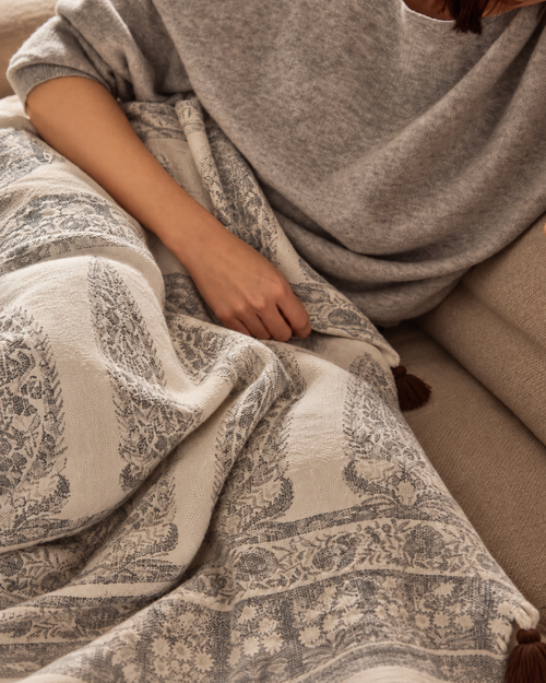 The Ashbourne Manor Soft Viscose Throw | Beige Neutral | 4x5 ft