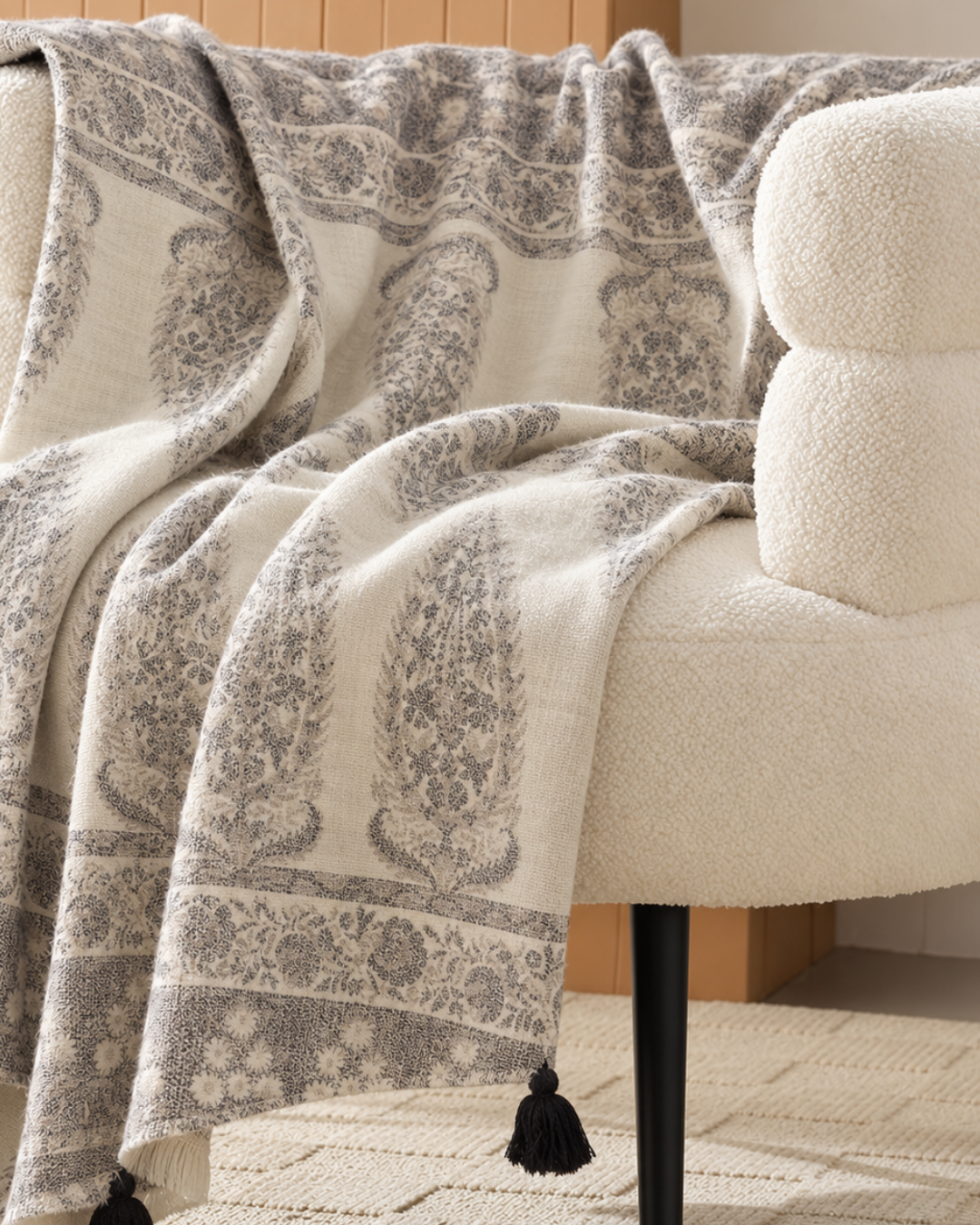 The Maison Ash Soft Viscose Throw | Charcoal | 4x5 ft